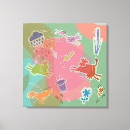 Canvas cow chicken bird