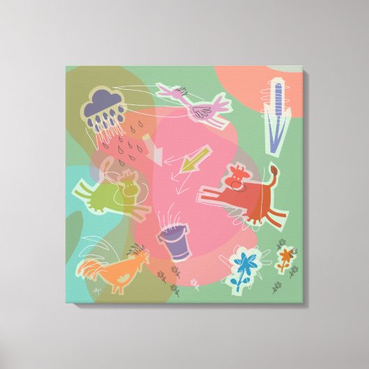 Canvas cow chicken bird afdruk (Voorkant)