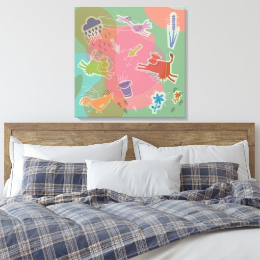 Canvas cow chicken bird afdruk (Insitu (Slaapkamer))