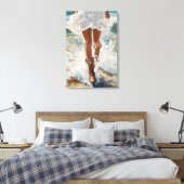 Canvas Cowgirl Wandelen op het strand Westerne kun (Insitu (Slaapkamer))