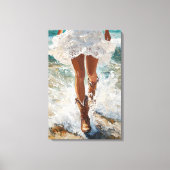 Canvas Cowgirl Wandelen op het strand Westerne kun (Voorkant)