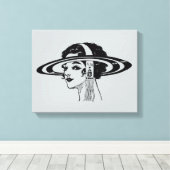 Canvas (Dame met Pet) Afdruk (Insitu (Houten vloer))