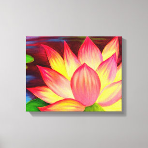 Canvas drukt Lotus Flower Painting Art af Afdruk