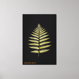 Canvas Elegant Gold Fern Leaf Botanical Decor Afdruk