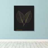 Canvas Elegant Goud Botanisch blad Noir Decor Afdruk (Insitu (Houten vloer))
