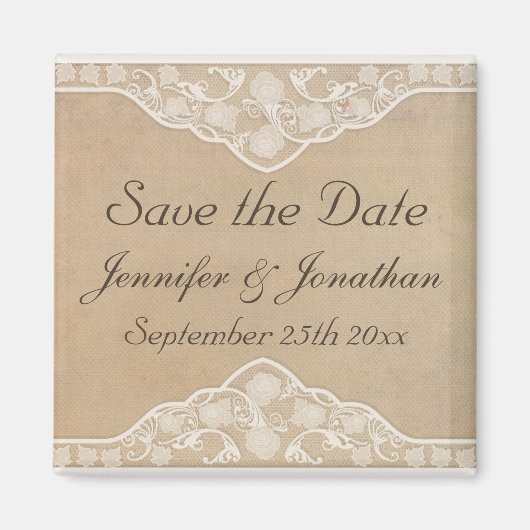  Canvas en Kant Look Save the Date Magnet (Voorkant)