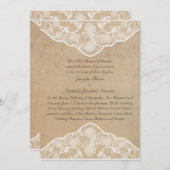 Canvas en Lace Effect bruiloft uitnodigingen (Voorkant / Achterkant)