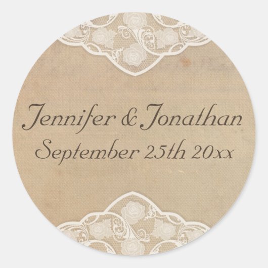  Canvas en Lace Look Bruiloft Stickers (Voorkant)
