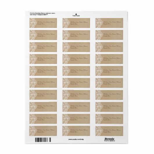 Canvas en Lace Look Retouradres Labels (Full Sheet)