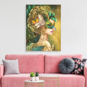 Canvas Fantasie Vrouw vogelportret (Insitu (Woonkamer))