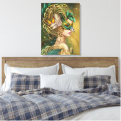 Canvas Fantasie Vrouw vogelportret (Insitu (Slaapkamer))