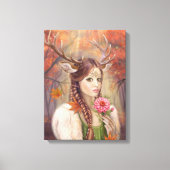 Canvas Fantasy vrouw portret hert (Voorkant)