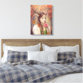 Canvas Fantasy vrouw portret hert (Insitu (Slaapkamer))
