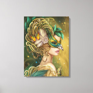 Canvas Fantasy Woman vogelportret Afdruk
