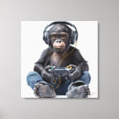 Canvas Gamer Chimp Grappige Dierlijke Kunst voor K Afdruk (Voorkant)