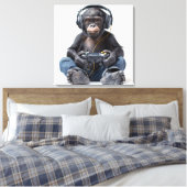Canvas Gamer Chimp Grappige Dierlijke Kunst voor K Afdruk (Insitu (Slaapkamer))