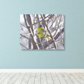 Canvas - Gele vink in wintertakken (Insitu (Houten vloer))