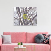 Canvas - Gele vink in wintertakken Afdruk (Insitu (Woonkamer))