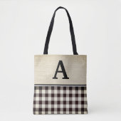 canvas geruit monogram tote bag (Voorkant)