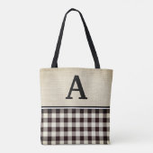 canvas geruit monogram tote bag (Achterkant)