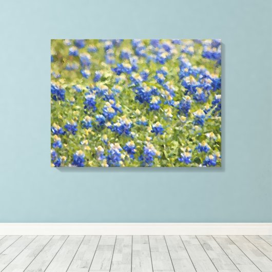 Canvas, geverfd: Texas Wildflower Bluebonnet Field Canvas Afdruk (Insitu (Houten vloer))