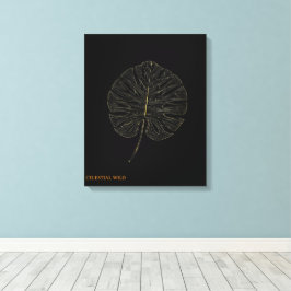 Canvas Golden Monstera Leaf Modern Noir Decor Afdruk