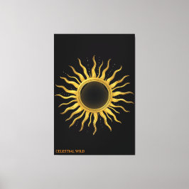Canvas Golden Solar Eclipse Celestial Wall Art Afdruk