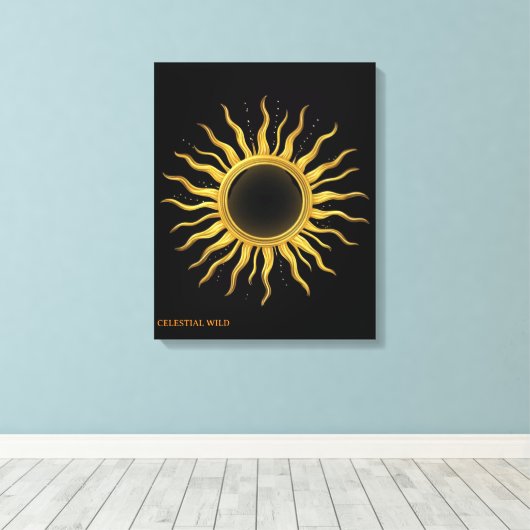 Canvas Golden Solar Eclipse Celestial Wall Art Afdruk (Insitu (Houten vloer))