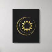 Canvas Gouden Hemelse Harmonie Maan Zon Kunst Afdruk (Voorkant)