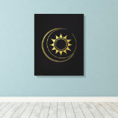 Canvas Gouden Hemelse Harmonie Maan Zon Kunst Afdruk (Insitu (Houten vloer))