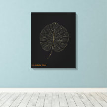 Canvas Gouden Monstera Blad Modern Zwart Decor