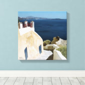 Canvas Grieks eiland Santorini Afdruk (Insitu (Houten vloer))