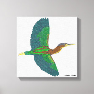 Canvas - Groene Reiger (wit) Afdruk