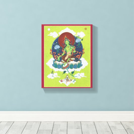 CANVAS - Groene Tara - Belangrijkste vrouw Boeddha (Insitu (Houten vloer))