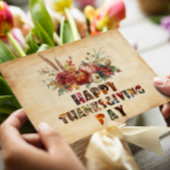 Canvas Herfstpompoenen en Bladeren Prettig Thanksg Feestdagenkaart