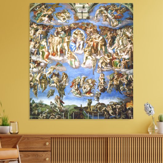 Canvas Het Laatste Oordeel Fresco van Michelangelo (Insitu (Woonkamer))