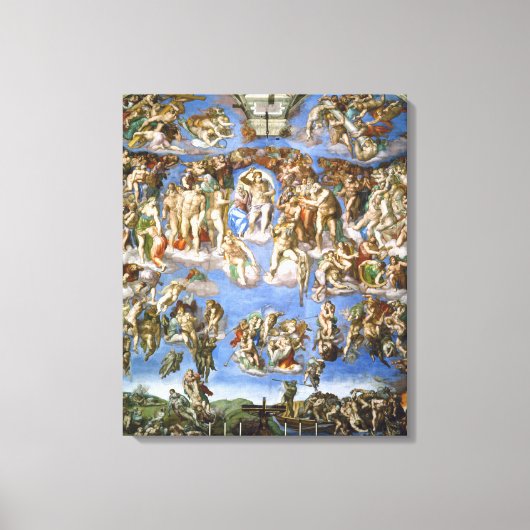 Canvas Het Laatste Oordeel Fresco van Michelangelo Afdruk (Voorkant)