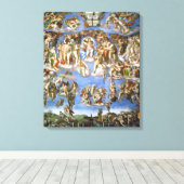 Canvas Het Laatste Oordeel Fresco van Michelangelo Afdruk (Insitu (Houten vloer))