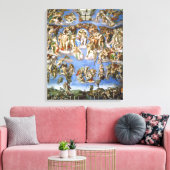 Canvas Het Laatste Oordeel Fresco van Michelangelo Afdruk (Insitu (Woonkamer))