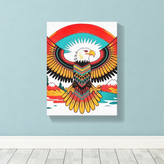 Canvas Inheemse Eagle Wall Art (Insitu (Houten vloer))
