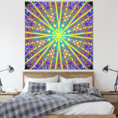 Canvas Kaleidoscope Star, Paarse gele groene kunst (Insitu (Slaapkamer))
