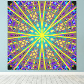 Canvas Kaleidoscope Star, Paarse gele groene kunst (Insitu (Houten vloer))