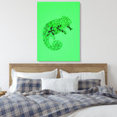 Canvas kind van groene inktkameleon reptiel (Insitu (Slaapkamer))