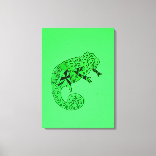 Canvas kind van groene inktkameleon reptiel (Voorkant)