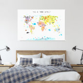 Canvas Kinder Wereldkaart Girls Nursery (Insitu (Slaapkamer))