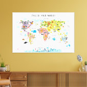 Canvas Kinder Wereldkaart Girls Nursery (Insitu (Woonkamer))