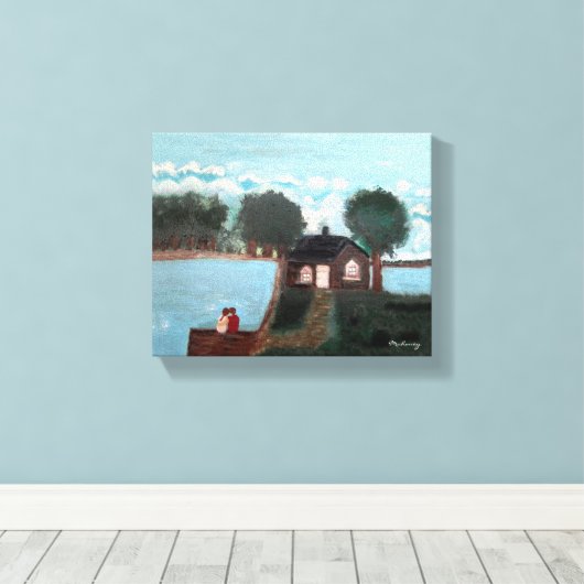 CANVAS: Koppel op een Cabin_ Canvas Afdruk (Insitu (Houten vloer))