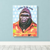 Canvas kunst aan de muur Glimlachend Vain Gorilla. (Insitu (Houten vloer))
