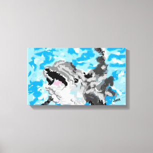 Canvas Kunst: Dolfijn bij Spelen Afdruk