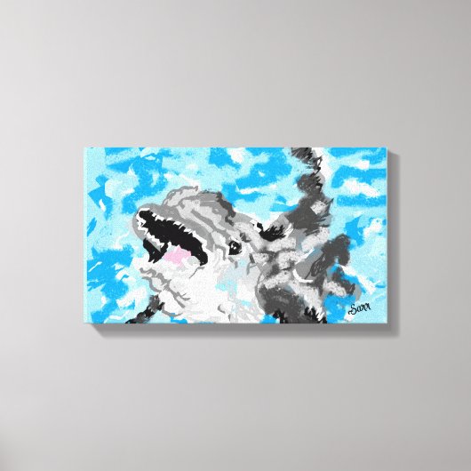 Canvas Kunst: Dolfijn bij Spelen Afdruk (Voorkant)